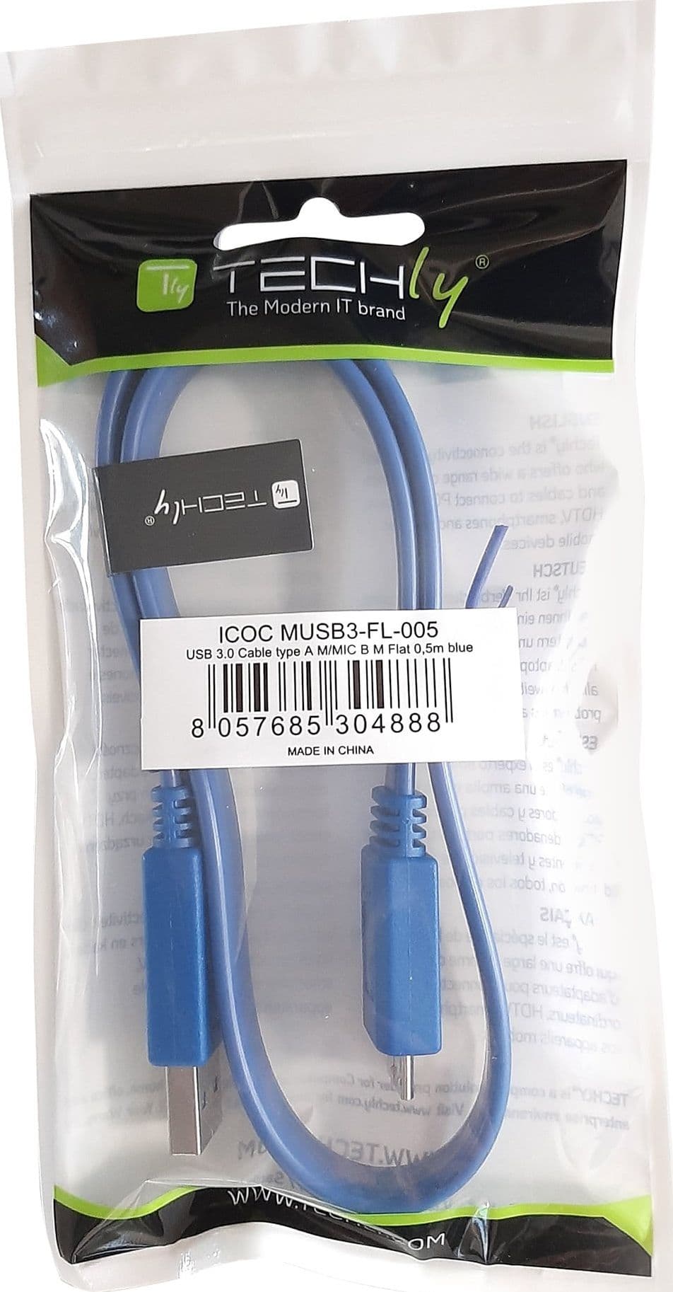 Cavo USB 3.2 Superspeed A maschio/MIC B maschio 0,5 m FLAT - 13