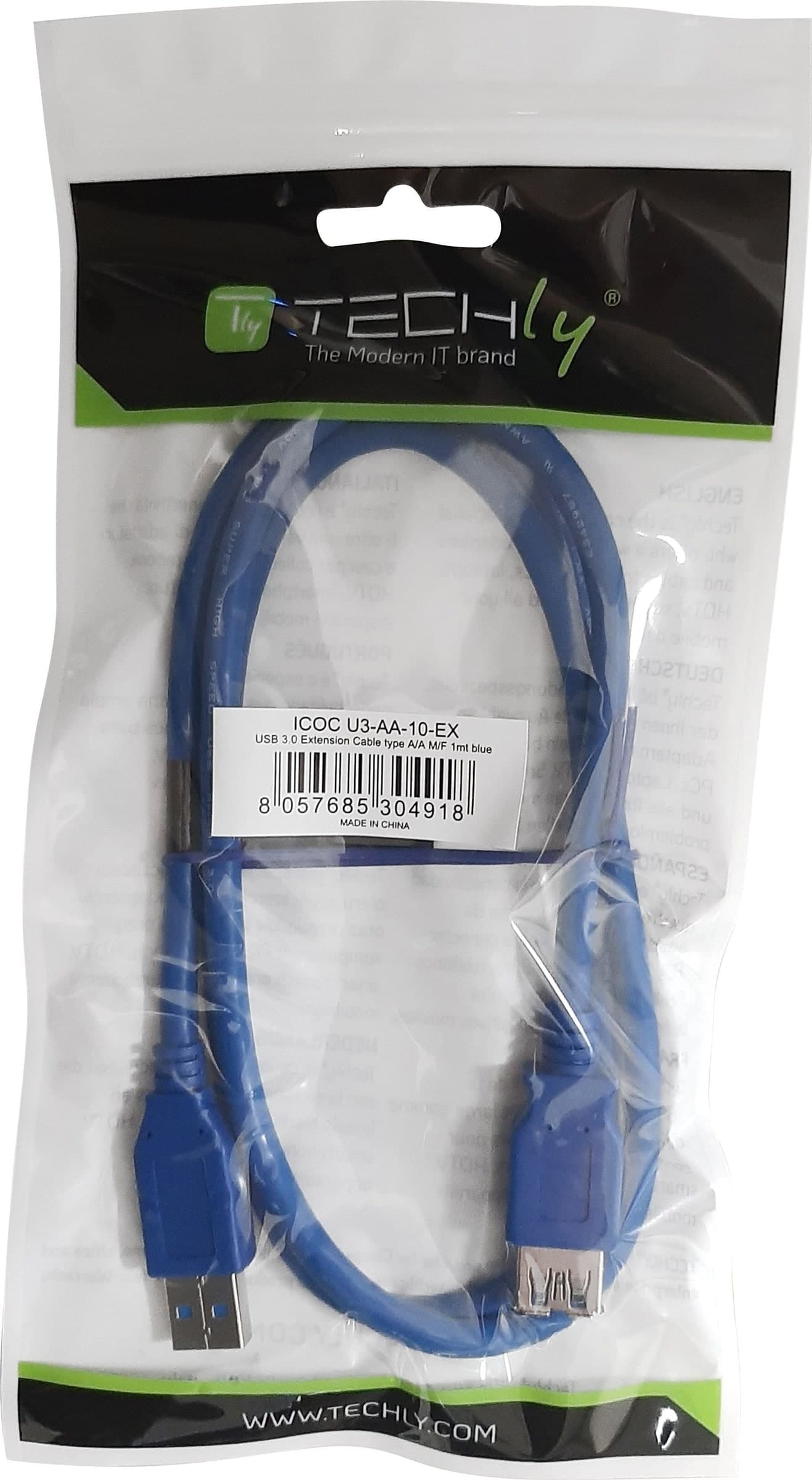 Cavo Prolunga USB 3.2 Superspeed A maschio/A femmina 0,5m Blu - 19