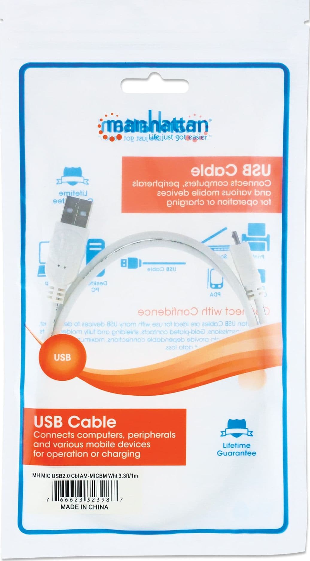 Cavo USB 2.0 A maschio/Micro B maschio 1m Bianco - 9
