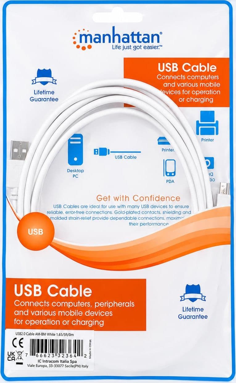 Cavo USB 2.0 A maschio/B maschio 5m Bianco - 19