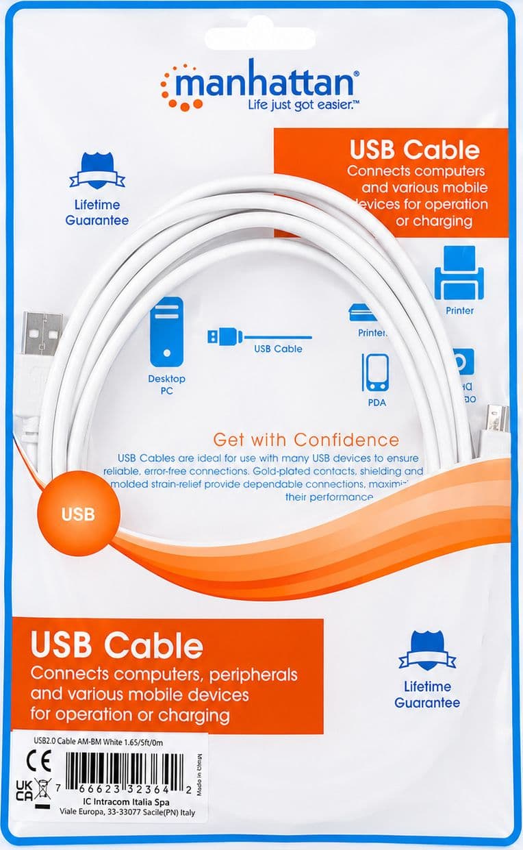 Cavo USB 2.0 A maschio/B maschio 5m Bianco - 20