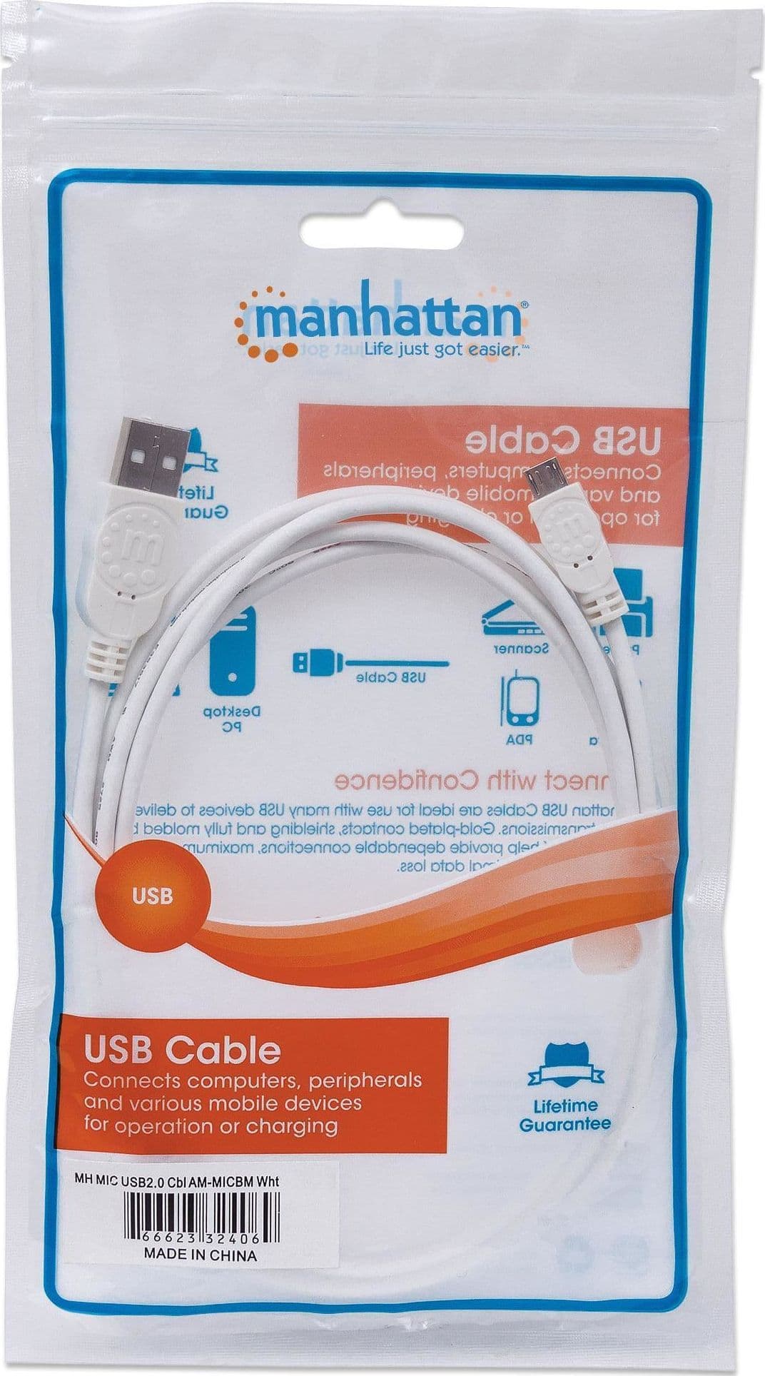 Cavo USB 2.0 A maschio/Micro B maschio 0,6m Bianco - 9