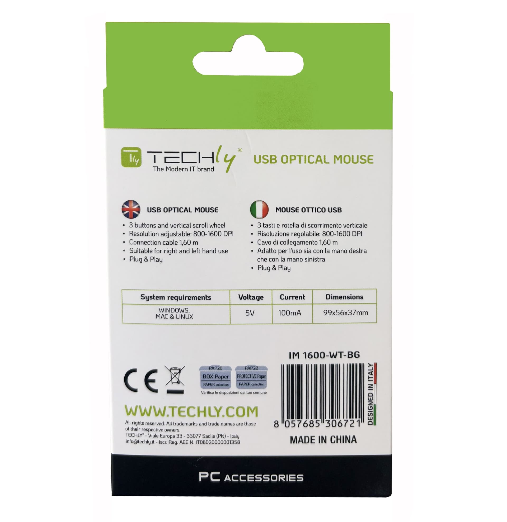 Mouse Ottico USB 1600 Dpi Nero/Verde - 21