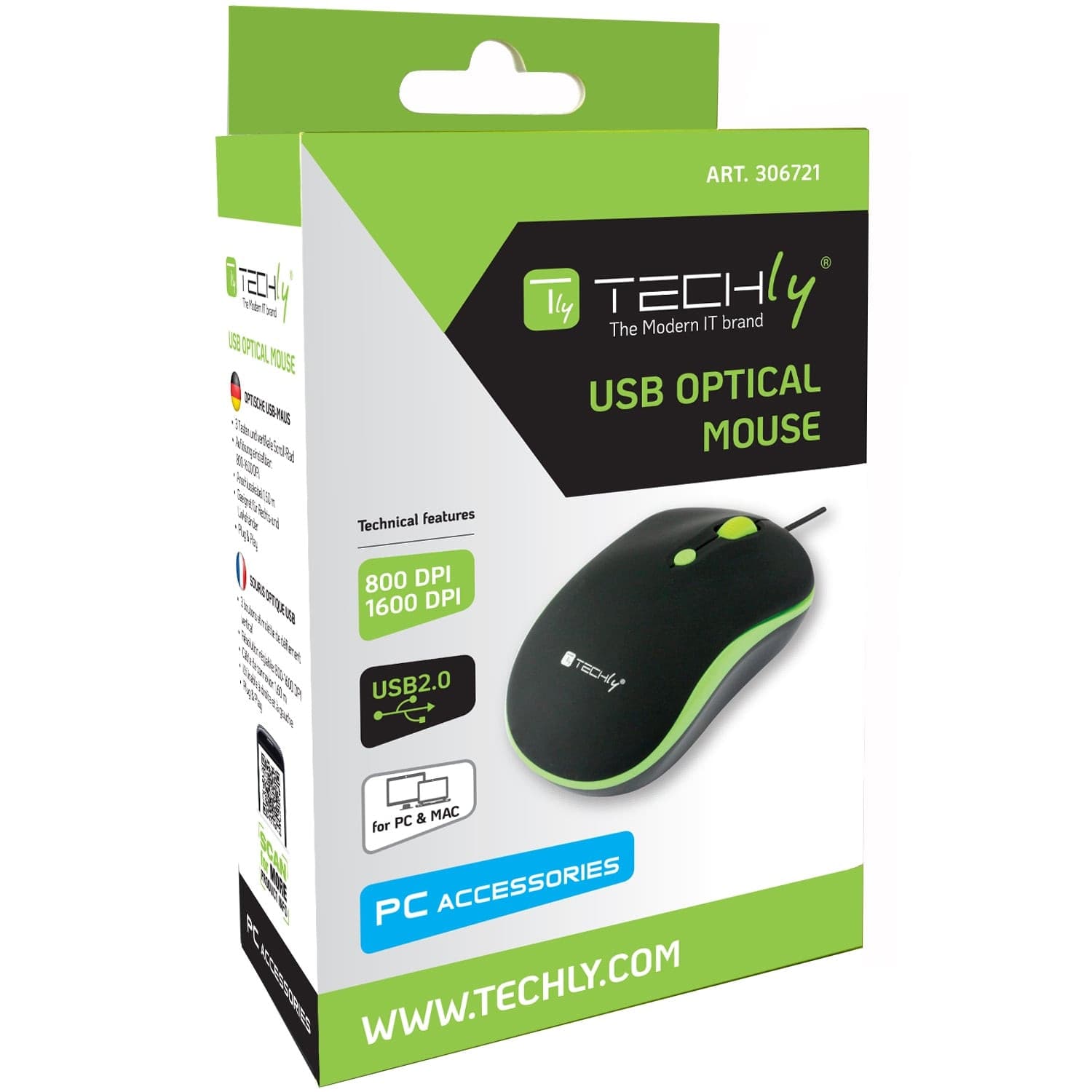 Mouse Ottico USB 1600 Dpi Nero/Verde - 22
