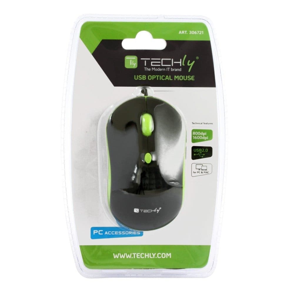Mouse Ottico USB 1600 Dpi Nero/Verde - 10