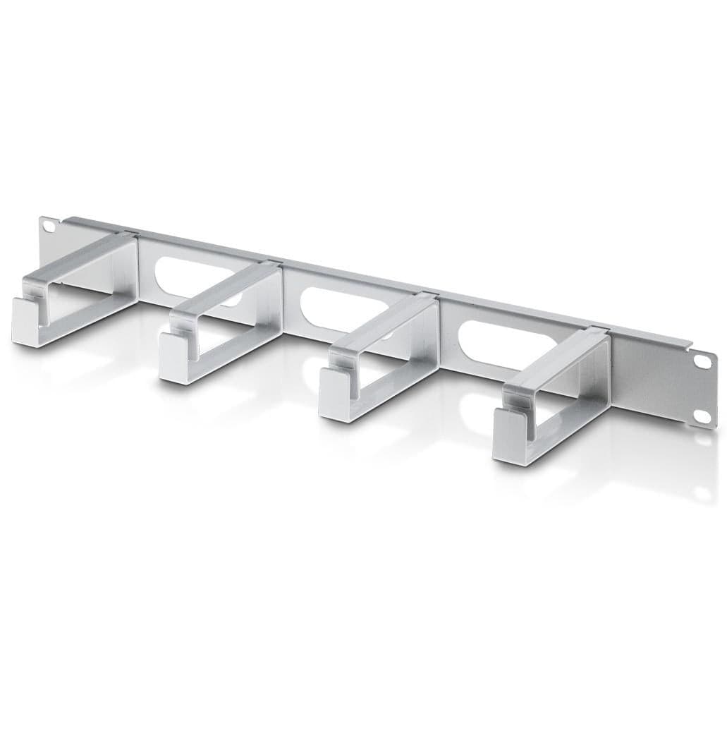 Pannello Passacavi 4 Anelli in Plastica Lunghi 3 Fori 1U Grigio - 4
