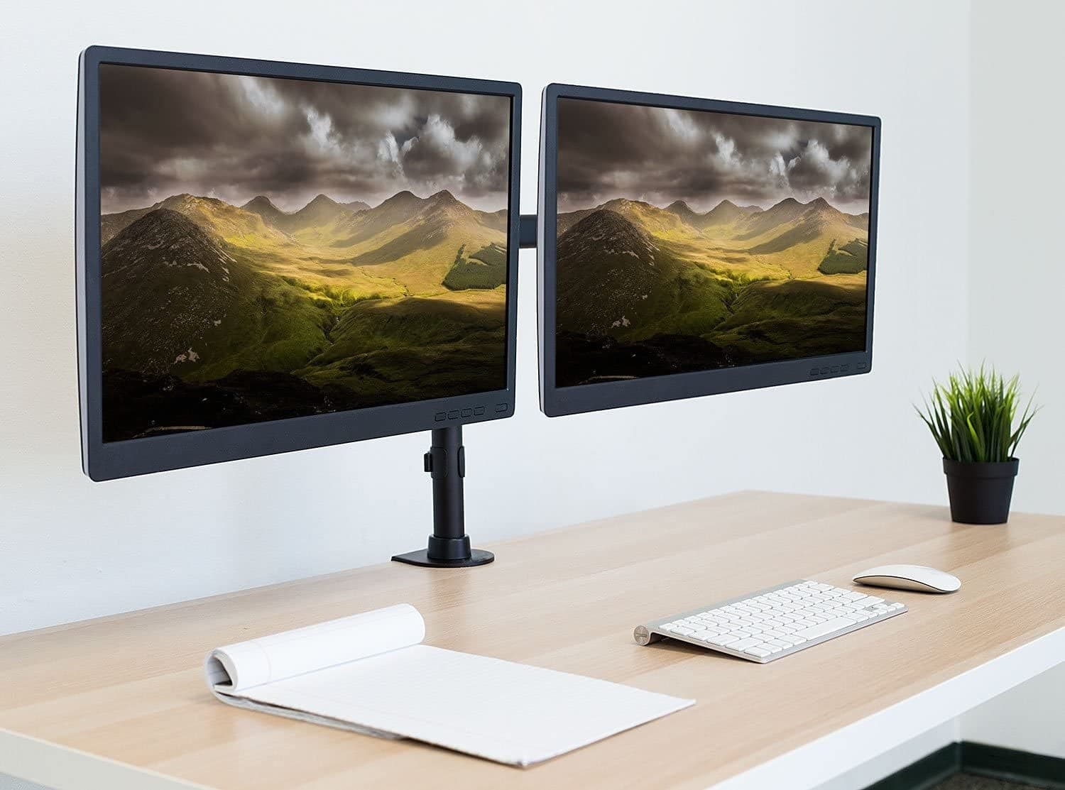 Supporto da Scrivania per 2 Monitor 13-27'' Installazione con Morsetto o Vite Passante - 12