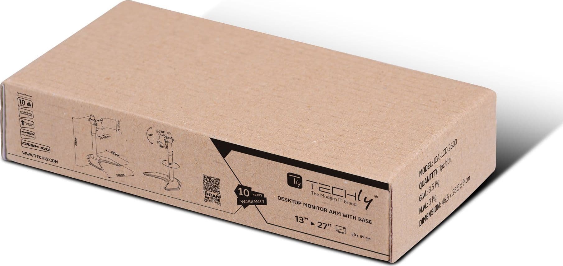 Supporto da scrivania per 1 Monitor LCD 13-27'' con base h.465mm - 12