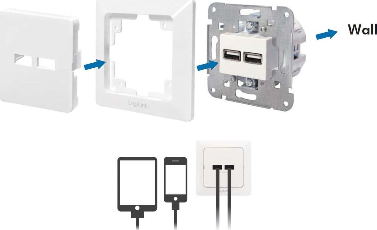 Presa a Muro 2 porte USB Bianco - 8