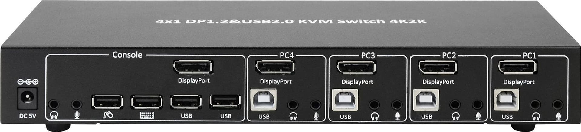 Switch KVM DisplayPort 1.2 e USB 2.0 4 porte con hub e audio - 13