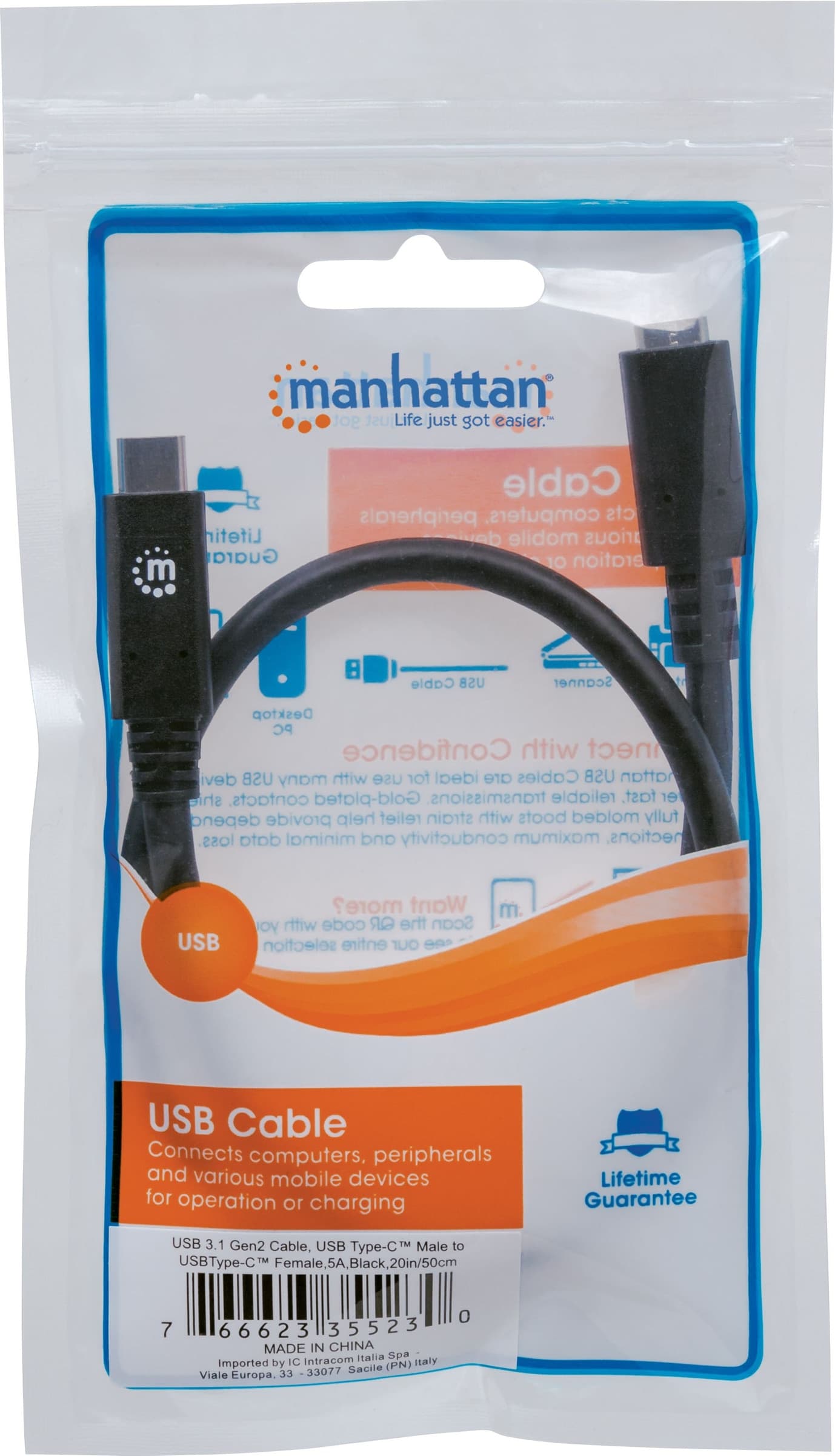 Cavo prolunga USB 3.2 Gen 2 SuperSpeed+ USB-C&trade Maschio/Femmina 0,5m Nero - 6