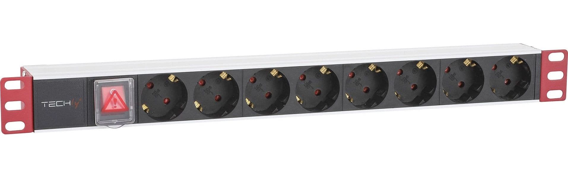 Multipresa 8 Posti da Rack 19'' con Interruttore Spina Schuko Angolata 1U - 22