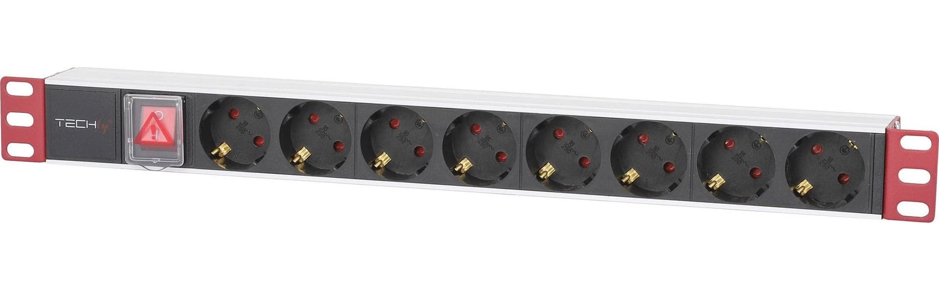 Multipresa 8 Posti da Rack 19'' con Interruttore Spina Schuko Angolata 1U - 23