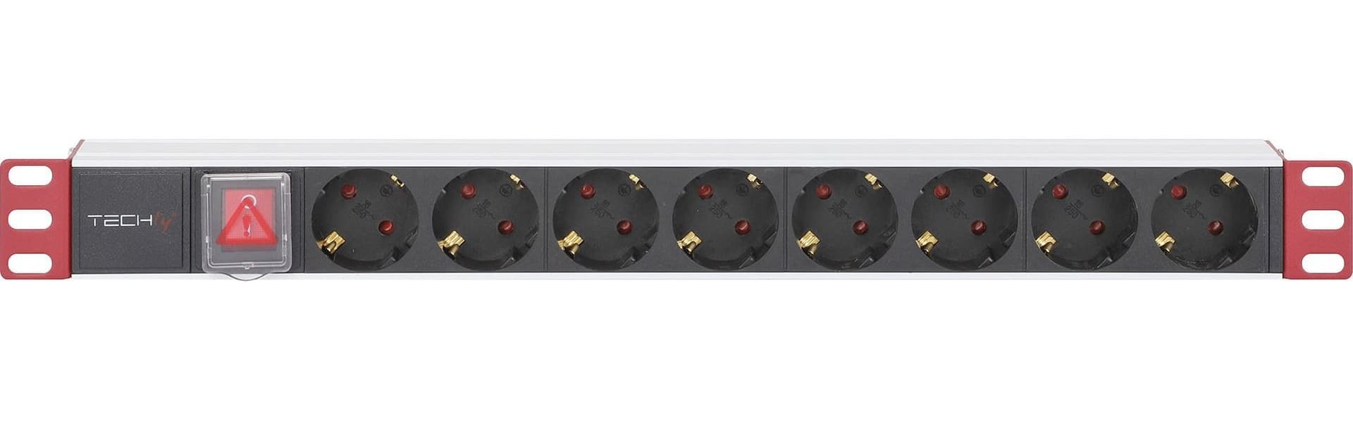 Multipresa 8 Posti da Rack 19'' con Interruttore Spina Schuko Angolata 1U - 27