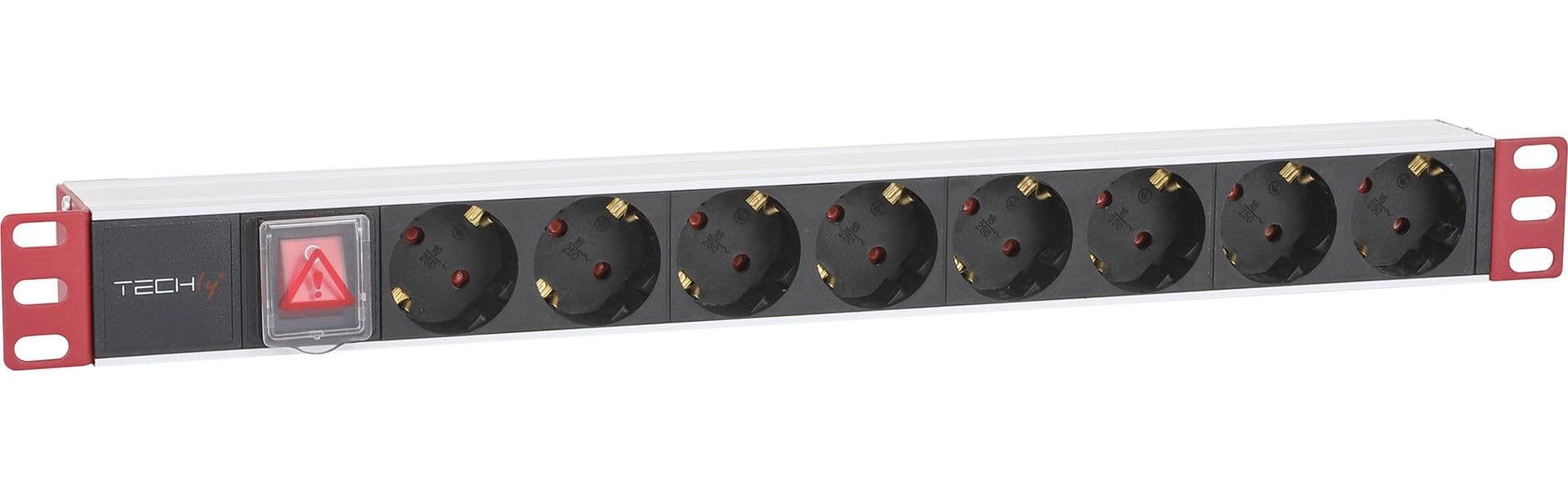 Multipresa 8 Posti da Rack 19'' con Interruttore Spina Schuko Angolata 1U - 30
