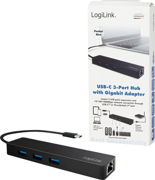 Hub USB-C&trade SuperSpeed 3 Porte USB-A 3.2 Gen1 Femmina Nero - 5