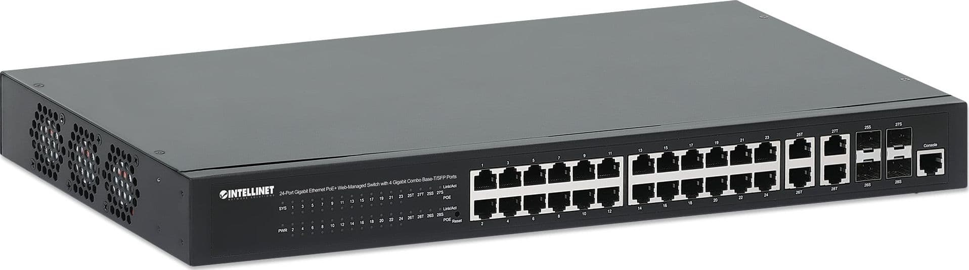 Switch 24p. Gigabit Ethernet PoE+ con 4p. Gigabit Combo Base-T/SFP - 12