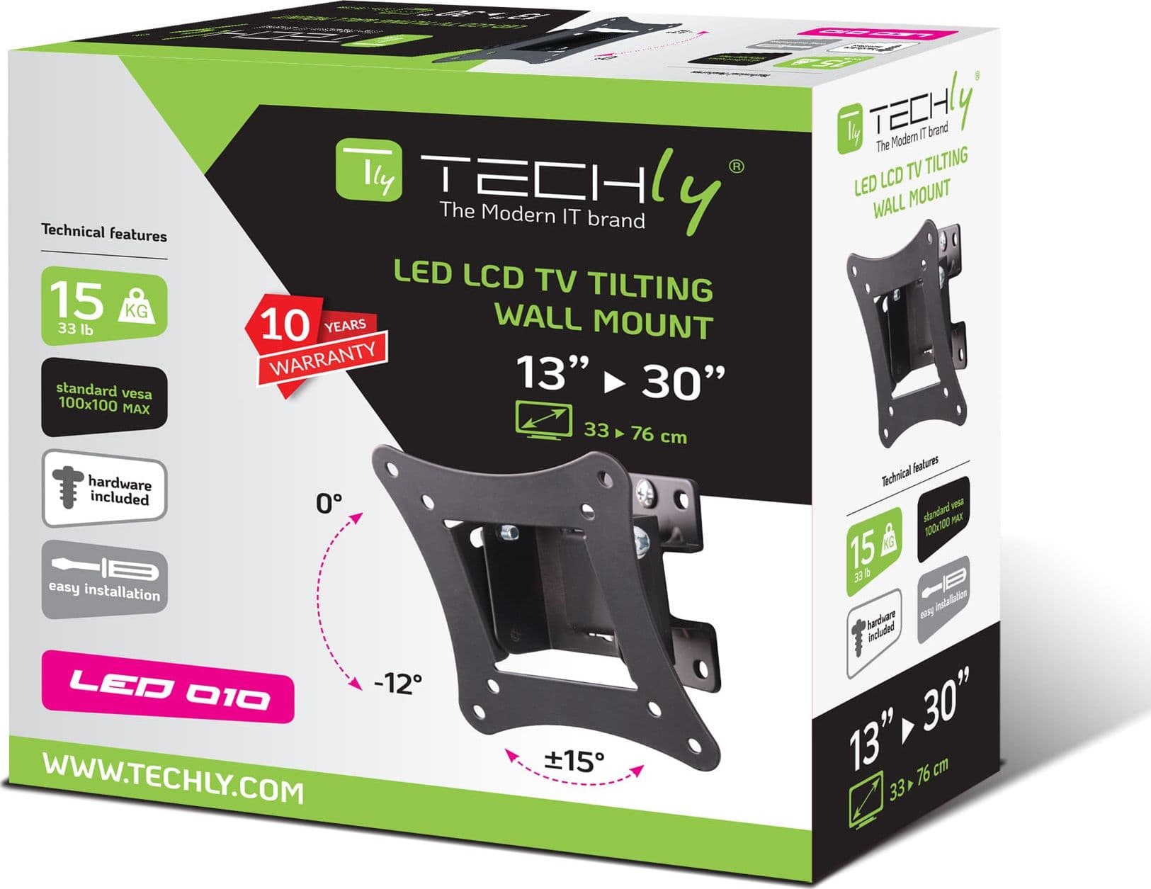 Supporto a Muro 1 Snodo Inclinabile per TV 13-30'' nero - 12