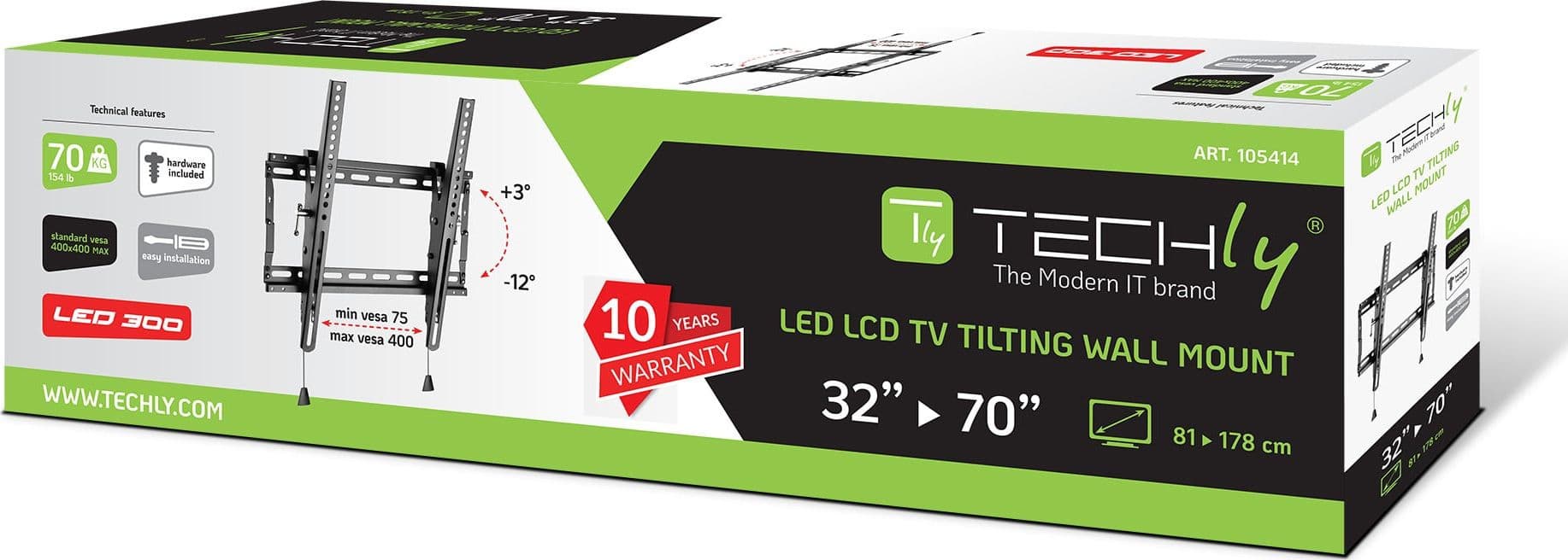 Staffa a muro inclinabile TV LED LCD 32-70'' robusta e pieghevole - 13