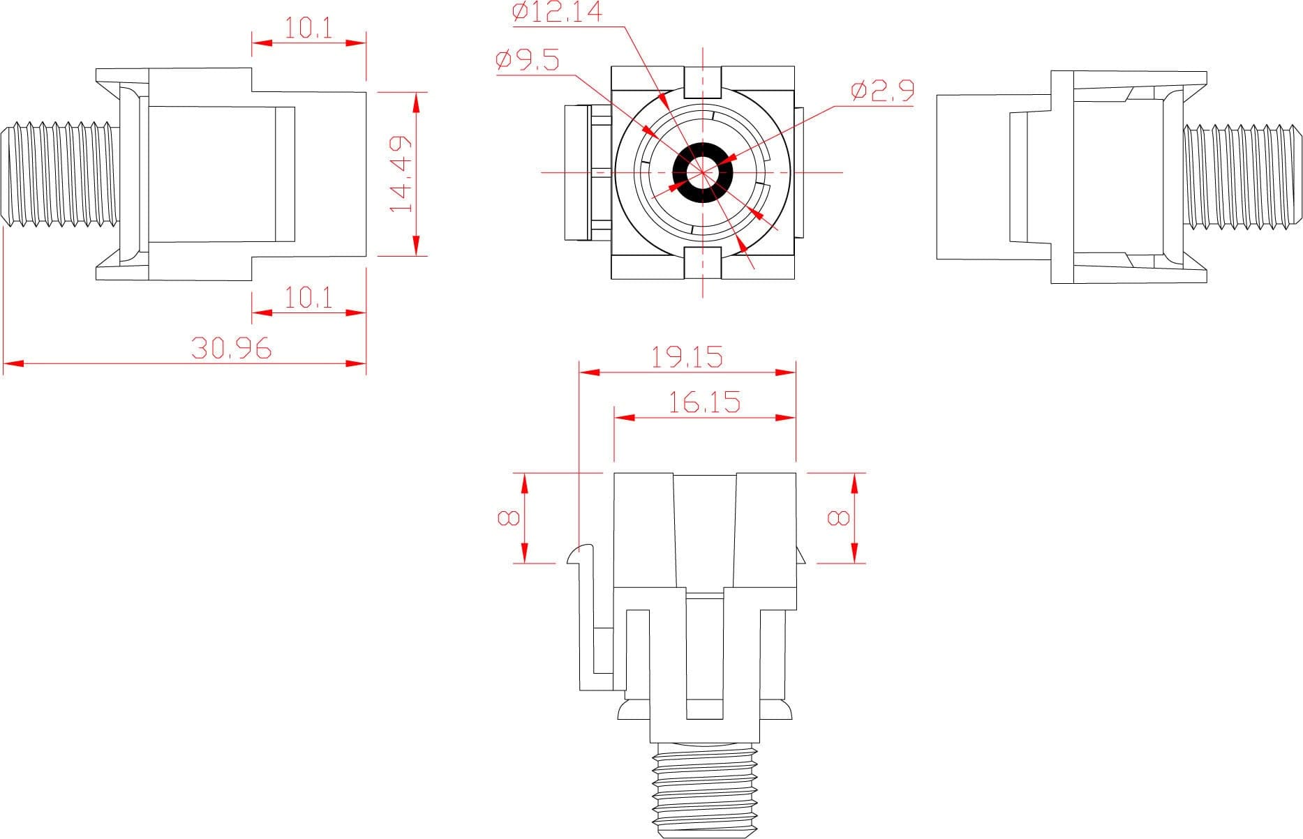 Modulo Keystone SAT Antenna Montaggio ad Incasso Coassiale M - 12