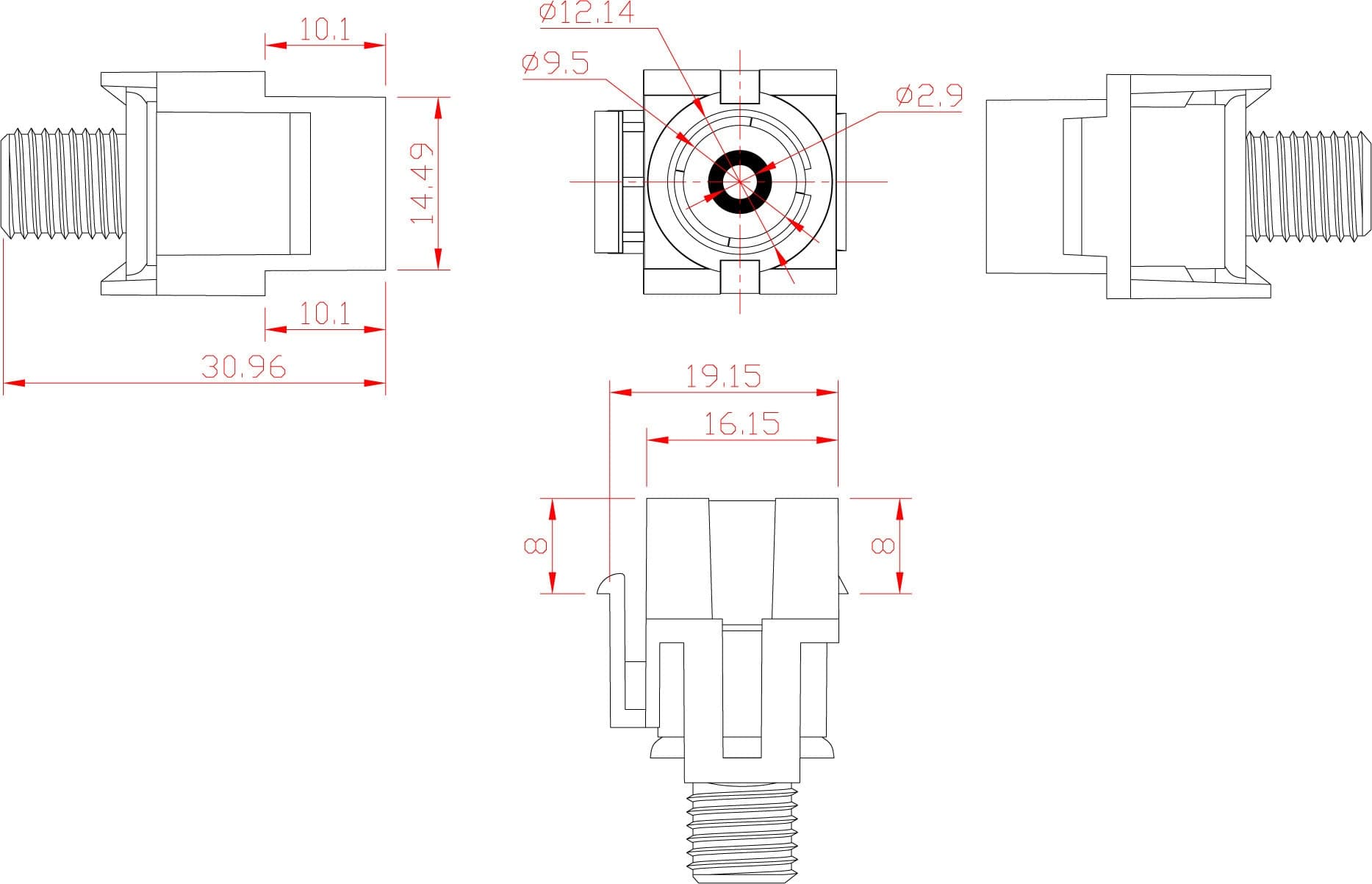 Modulo Keystone SAT Antenna Montaggio ad Incasso Coassiale M - 13