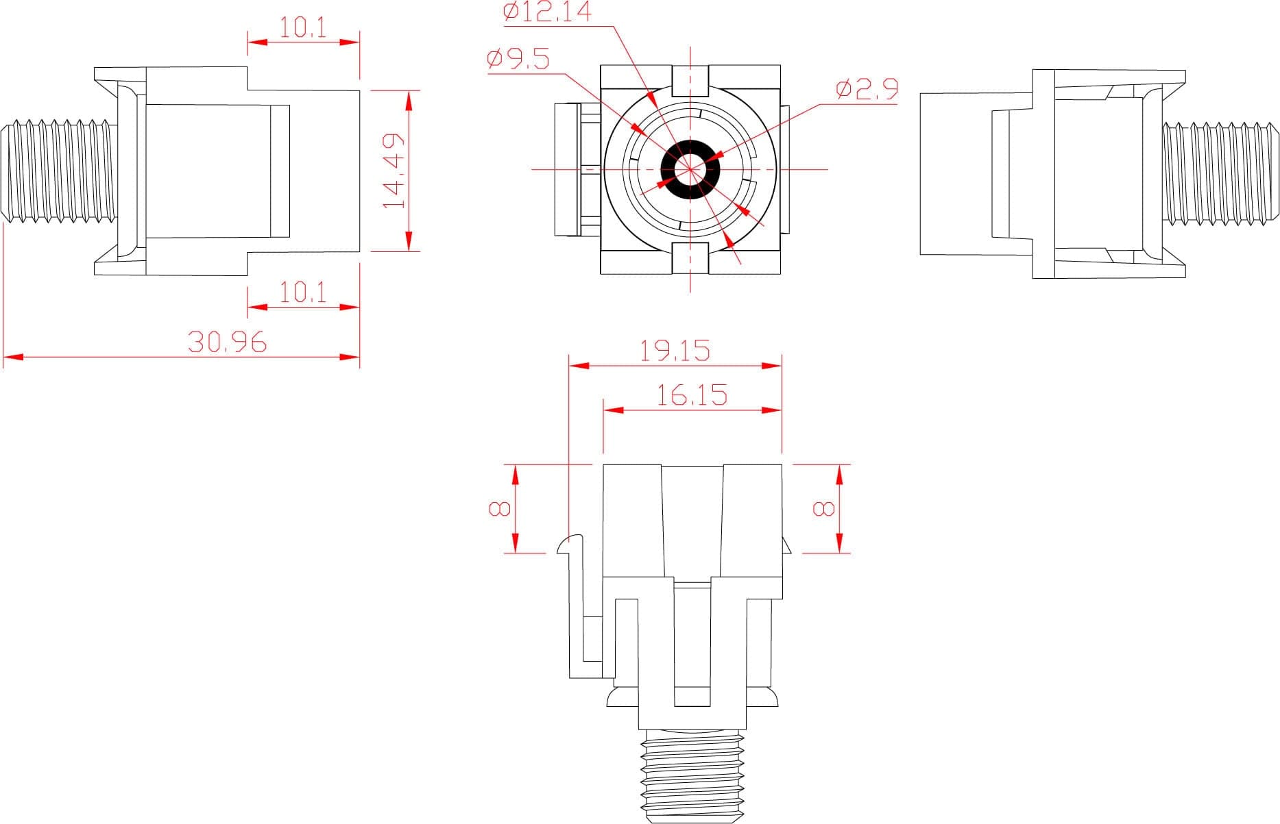 Modulo Keystone SAT Antenna Montaggio ad Incasso Coassiale M - 14