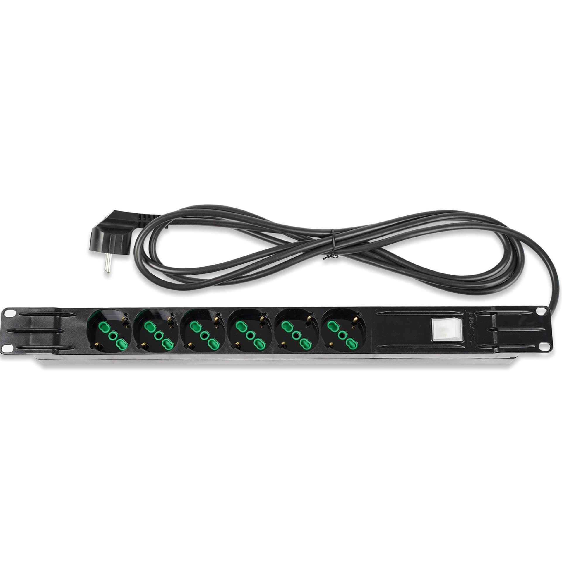 Multipresa 6 Posti da Rack 19'' Cavo 3 metri Spina Schuko Angolata 1U - 5