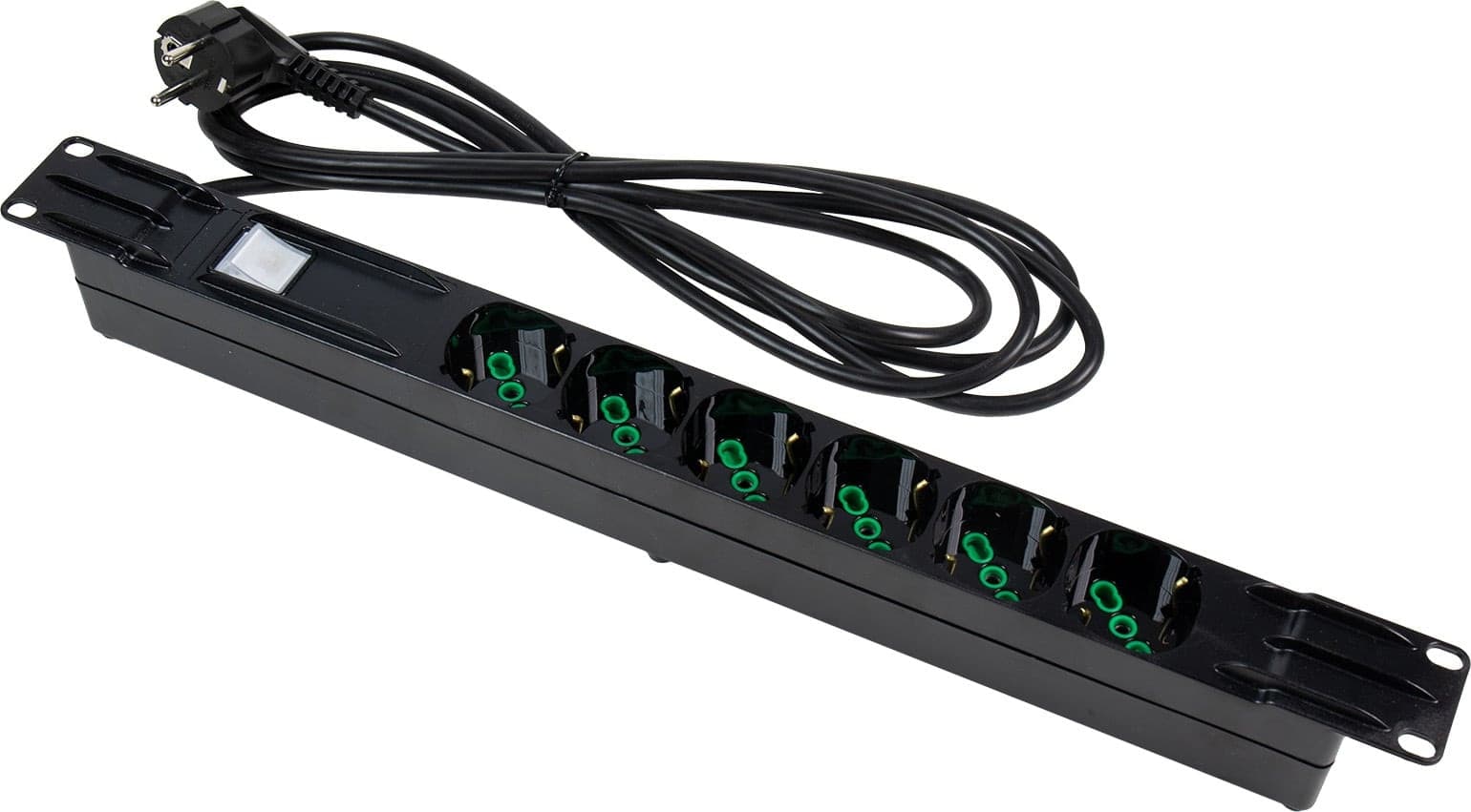 Multipresa 6 Posti da Rack 19'' Cavo 3 metri Spina Schuko Angolata 1U - 8