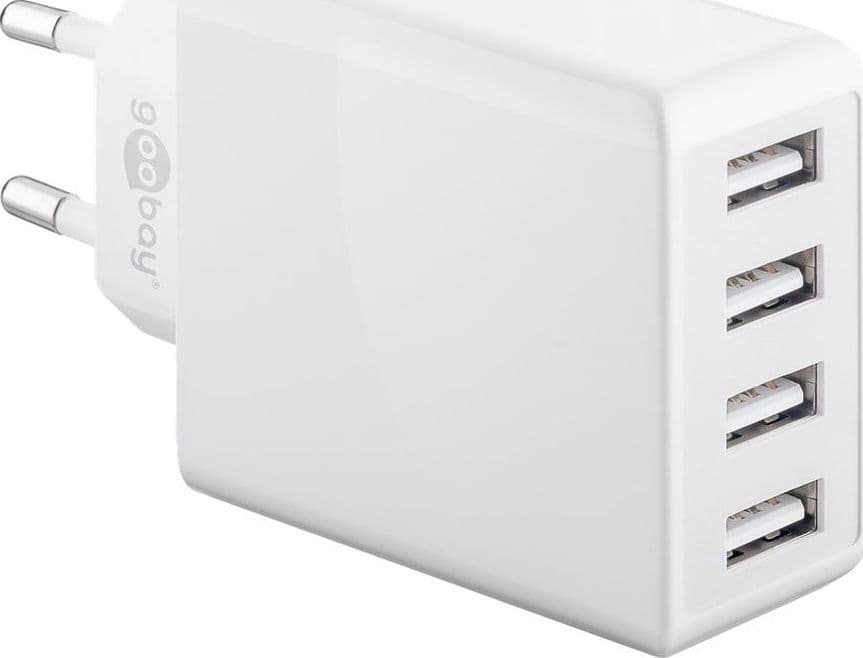 Caricatore da Muro USB a 4 vie 30W Bianco - 10
