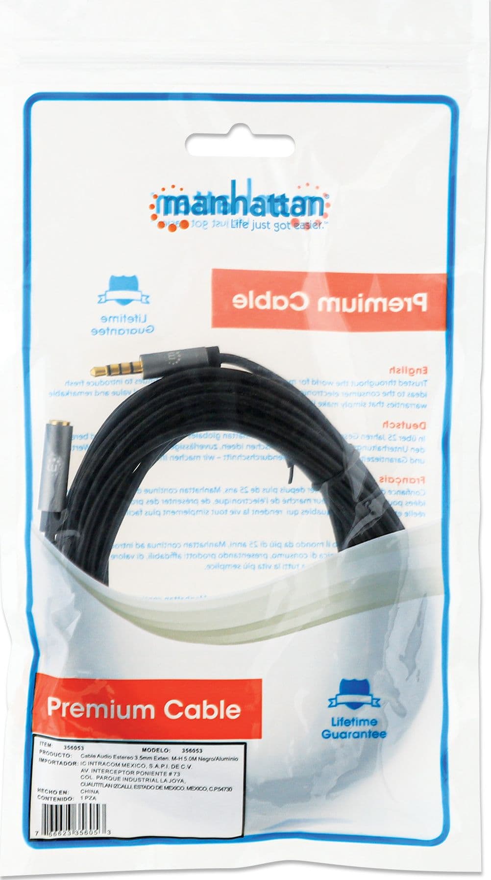 Cavo Audio Stereo AUX 3.5mm Alta Qualit&agrave M/F 5m - 6