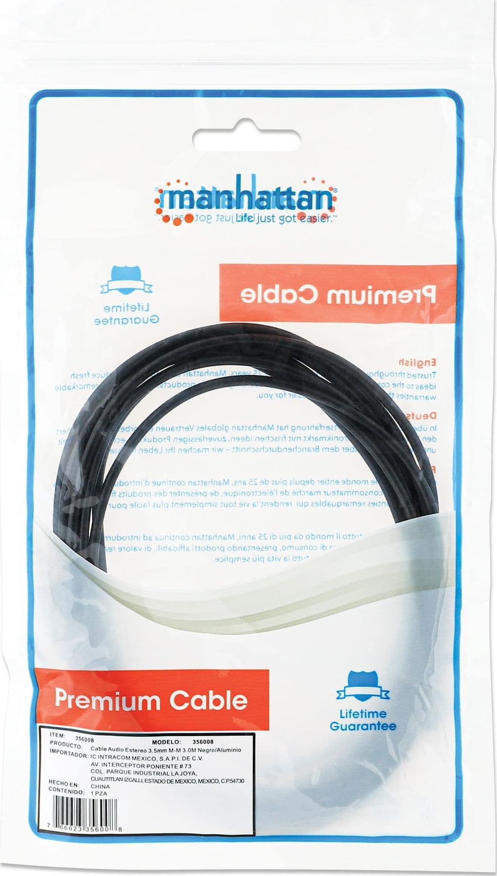 Cavo Audio Stereo AUX 3.5mm Alta Qualit&agrave M/M 3 metri - 14