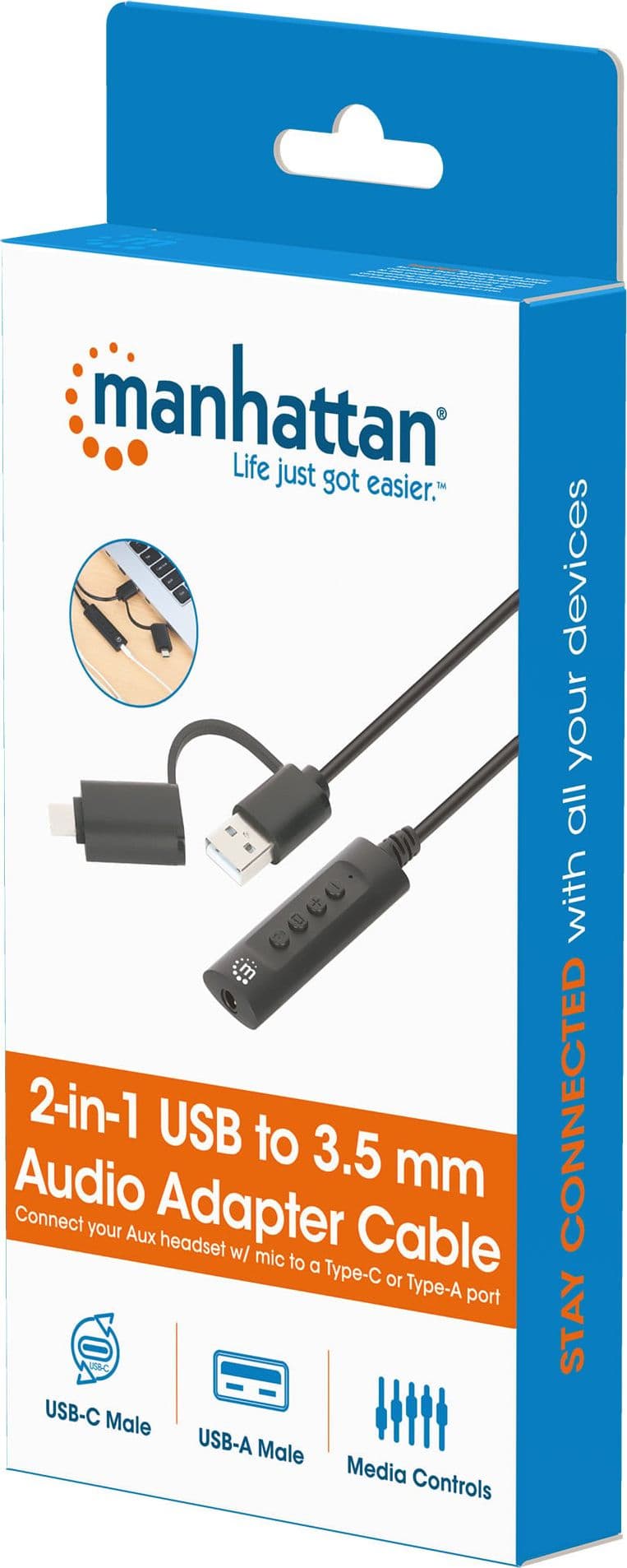 Cavo Adattatore 2-in-1 da USB-C&trade e USB-A a Audio Stereo Aux da 3,5 mm - 12