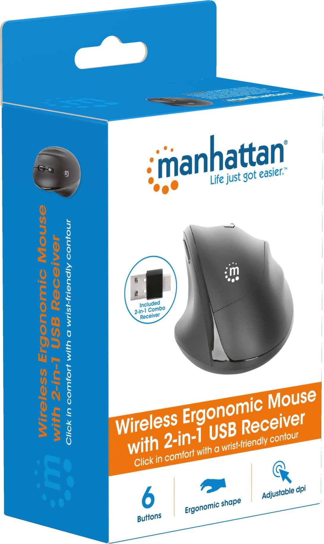 Mouse ergonomico wireless con ricevitore USB 2 in 1 - 17