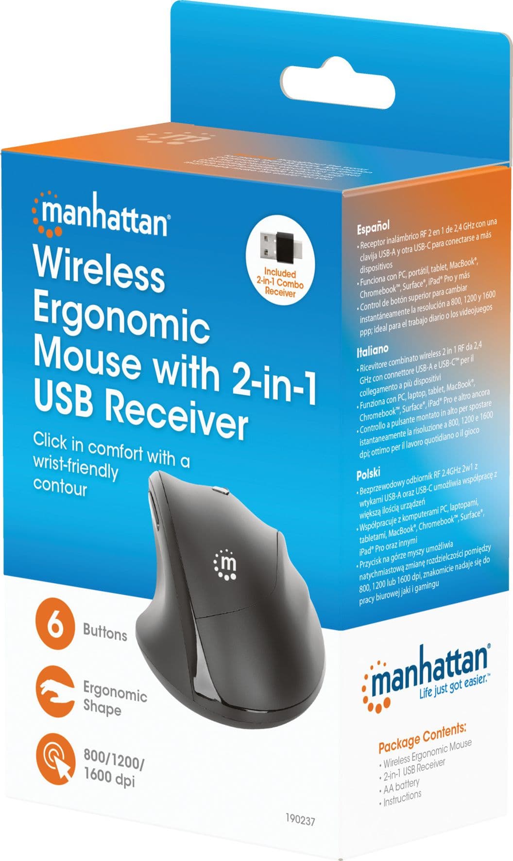 Mouse ergonomico wireless con ricevitore USB 2 in 1 - 29