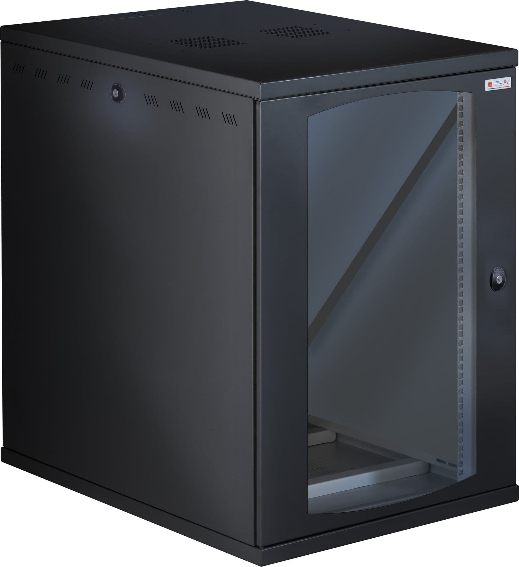 Armadio Rack 19'' a Muro 16U P 800mm L 600mm Porta Vetro Nero - 10
