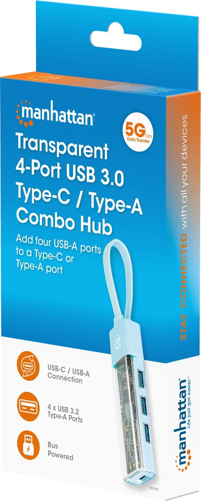 Hub Combo USB 3.2 USB-C&trade e USB-A 4 Porte Verde Trasparente - 17