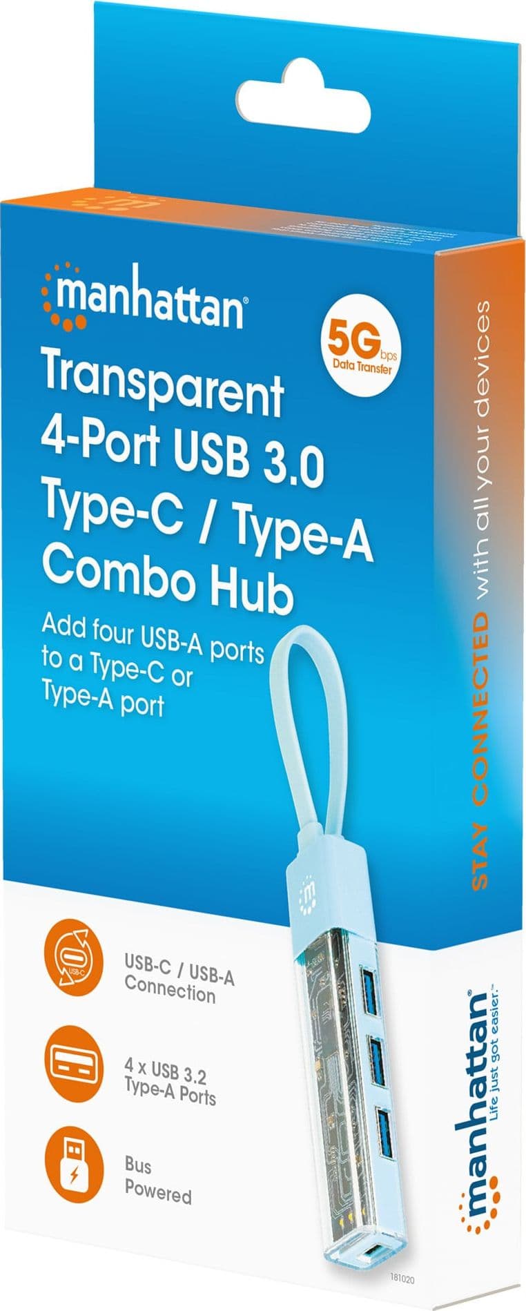 Hub Combo USB 3.2 USB-C&trade e USB-A 4 Porte Verde Trasparente - 22