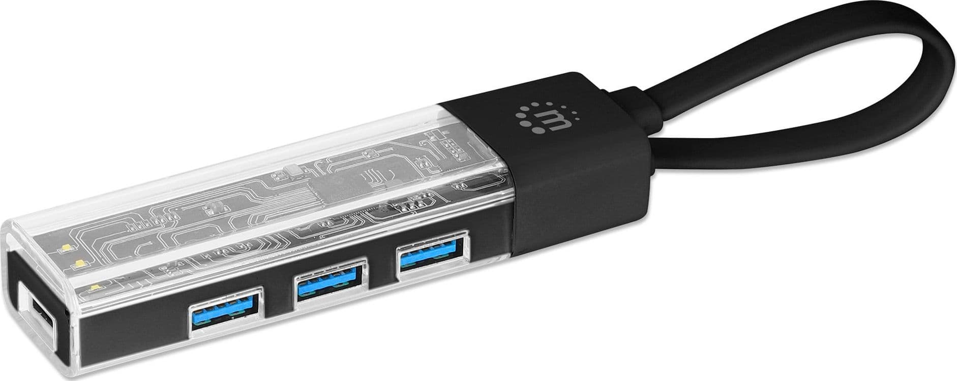 Hub Combo USB 3.2 USB-C&trade e USB-A 4 Porte Nero Trasparente - 17