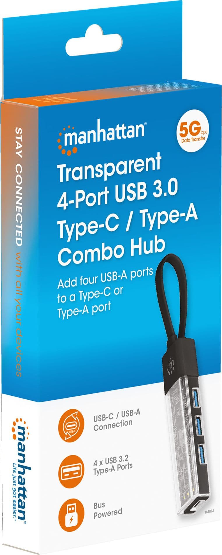 Hub Combo USB 3.2 USB-C&trade e USB-A 4 Porte Nero Trasparente - 26