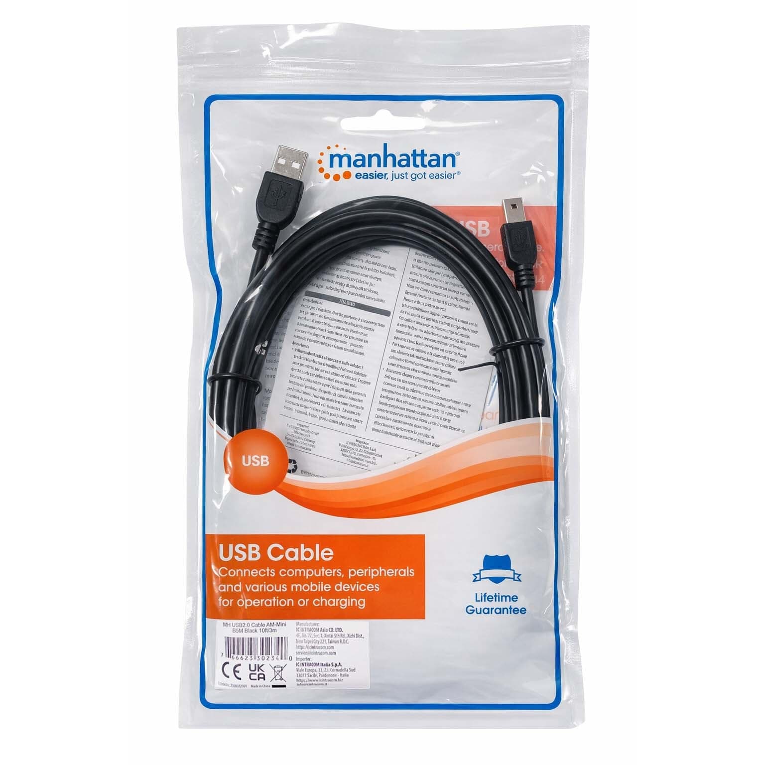 Cavo USB 2.0 A maschio/mini B 5 pin maschio 3 m Nero - 28
