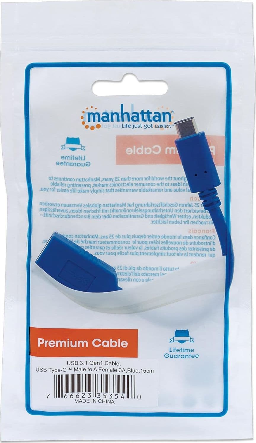 Cavo Superspeed USB A Femmina USB-C&trade Maschio 15cm Blu - 29