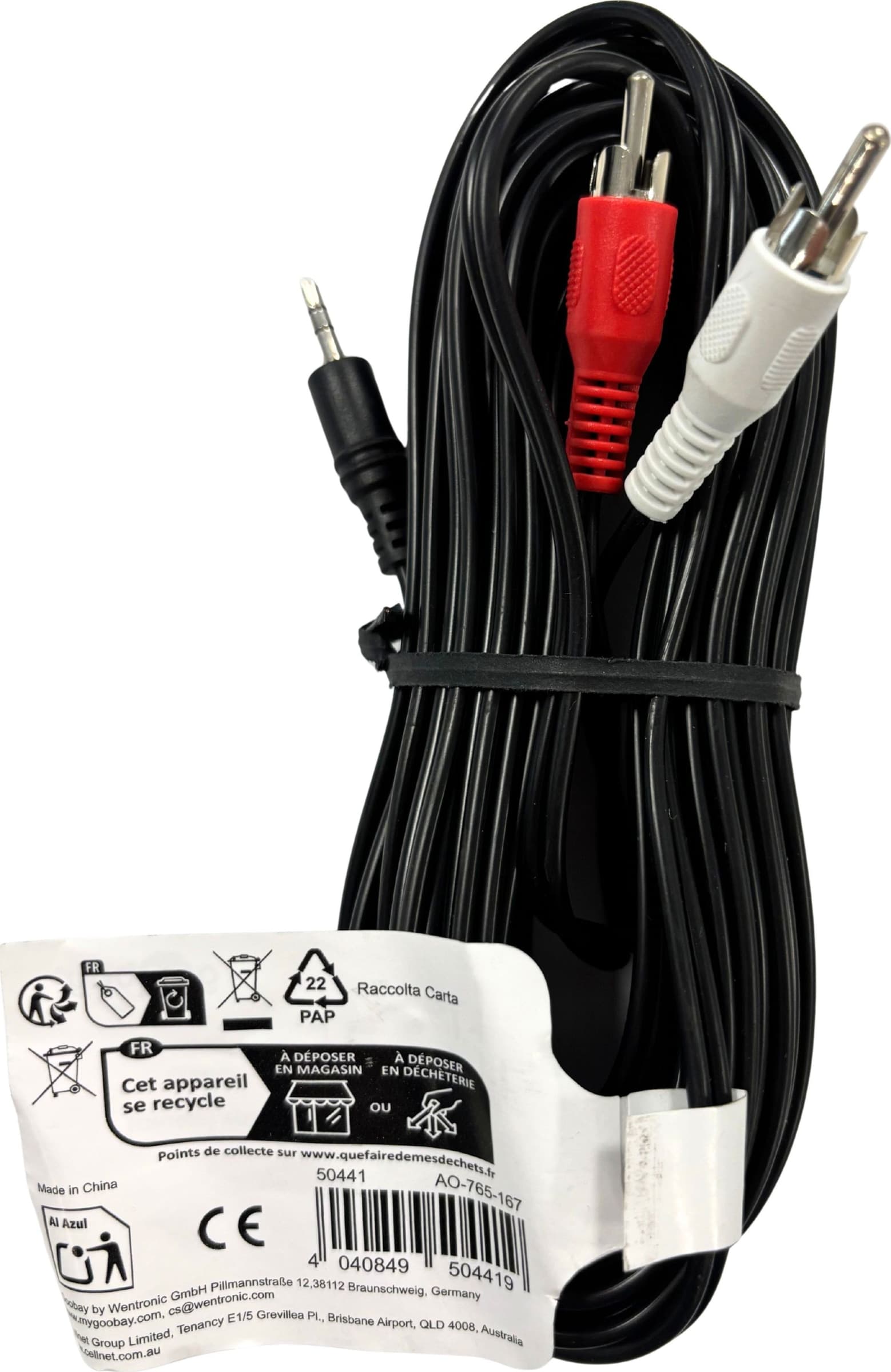 Cavo Stereo Jack 3, 5 mm a 2 x RCA maschio 10,0 mt - 13