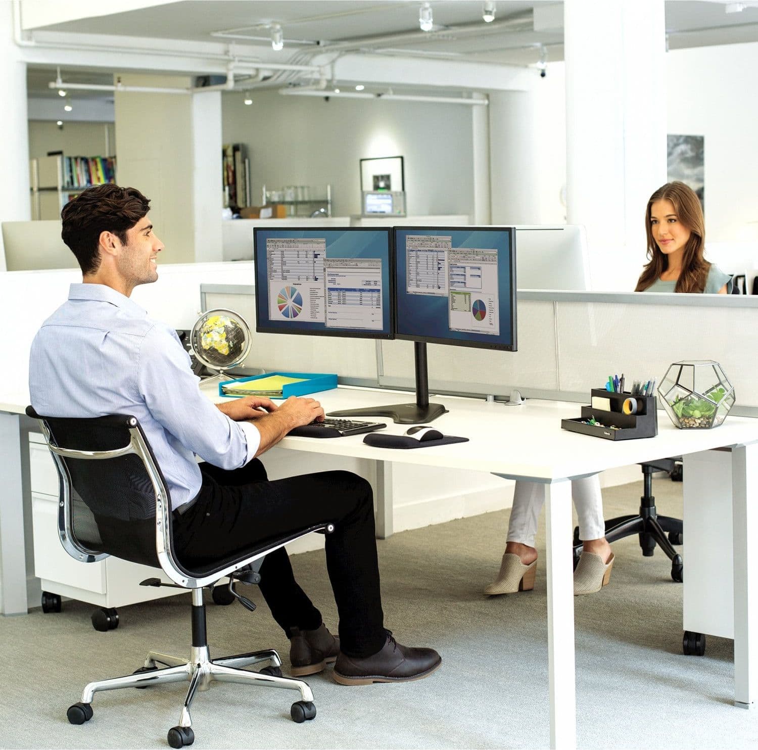 Supporto da scrivania per 2 Monitor 13-32'' con base - 14