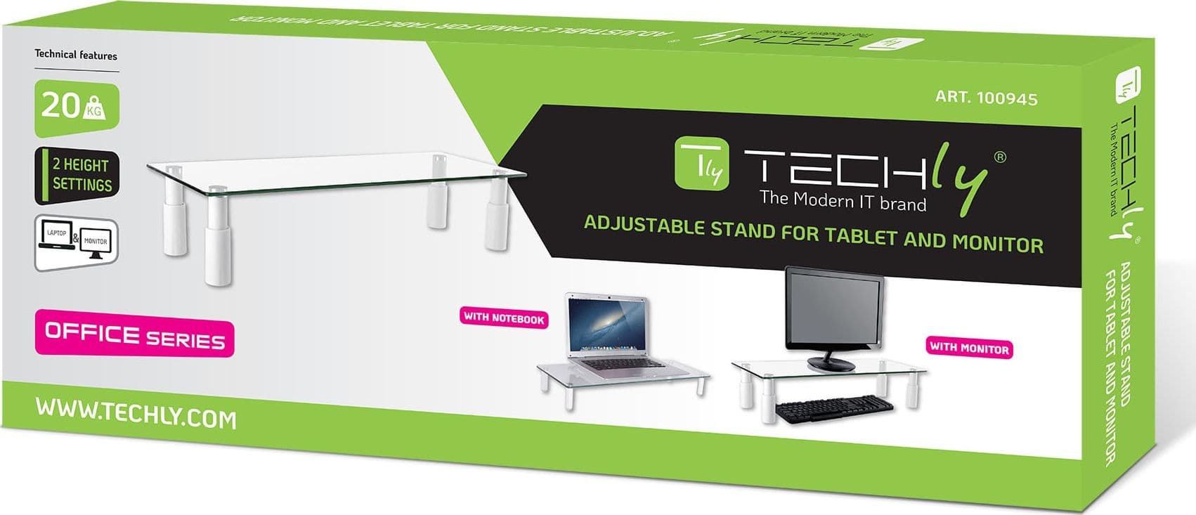 Stand da Scrivania Regolabile Vetro Trasparente per Monitor Notebook - 18