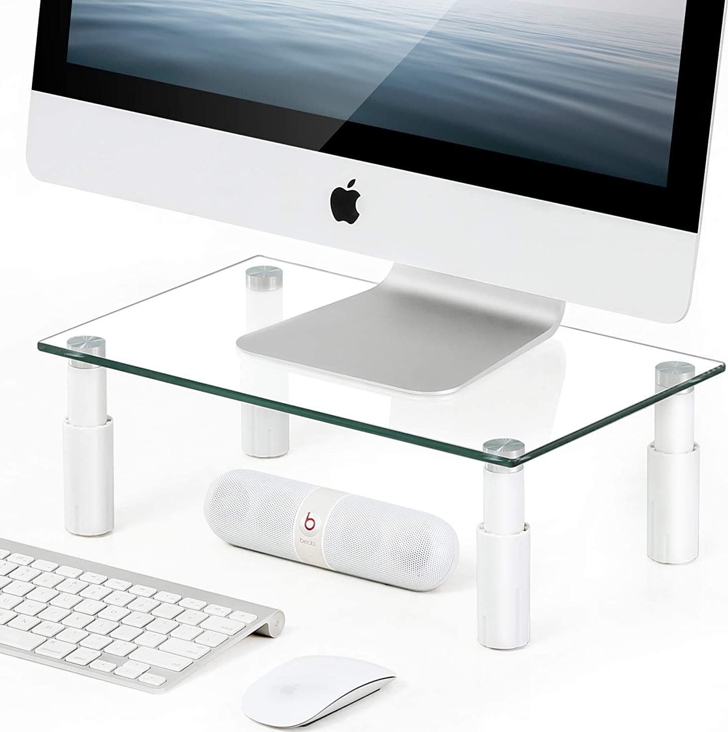 Stand da Scrivania Regolabile Vetro Trasparente per Monitor Notebook - 9