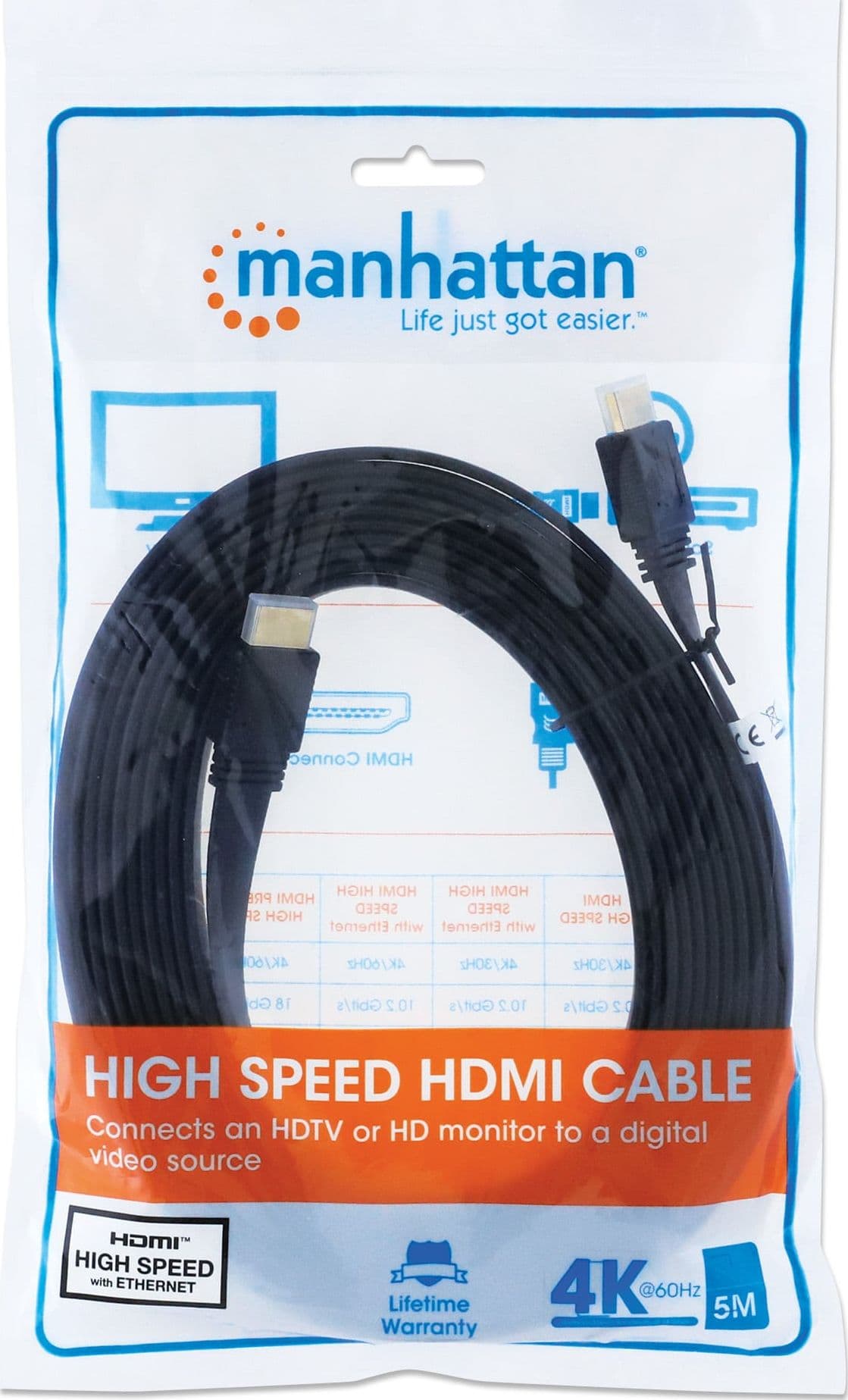Cavo HDMI High Speed With Ethernet Piatto 5m nero - 11