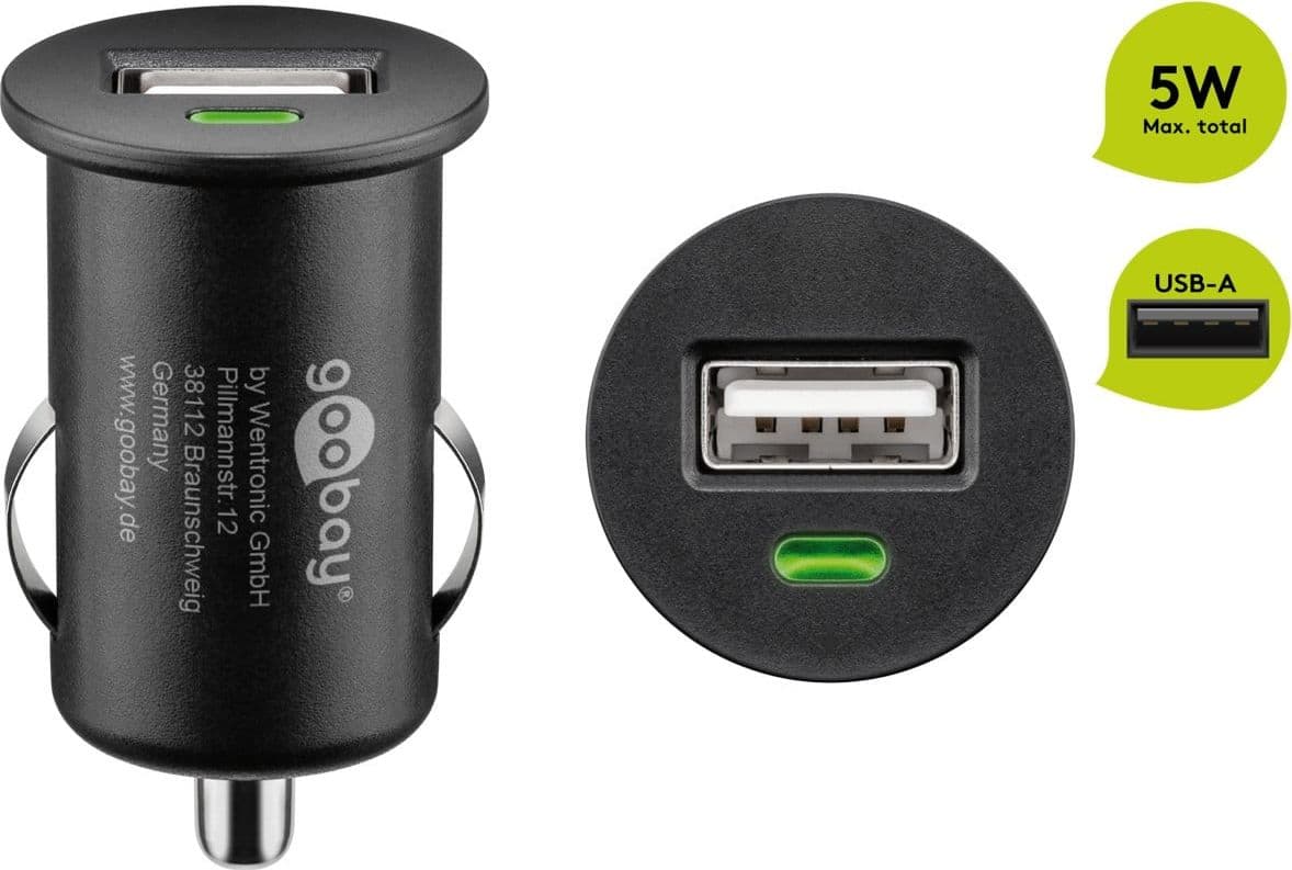 Caricatore Compatto da Auto/Camion 1 porta USB con uscita 1A Nero - 10