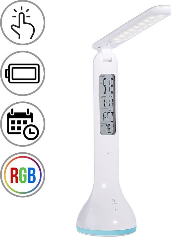 Lampada a LED da Tavolo Ricaricabile con Calendario e Orologio - 8