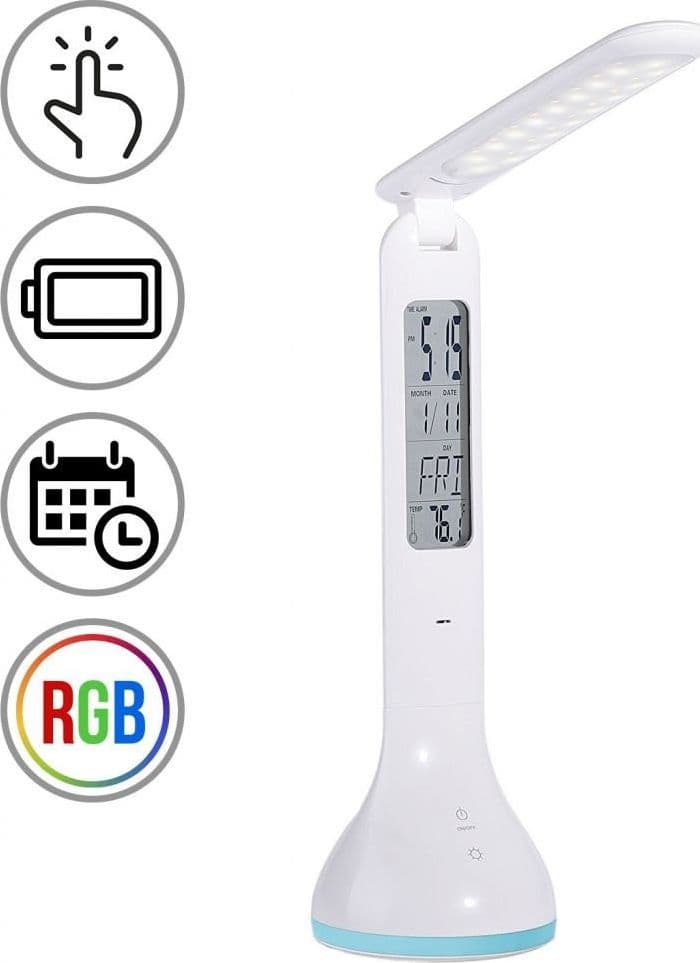 Lampada a LED da Tavolo Ricaricabile con Calendario e Orologio - 9
