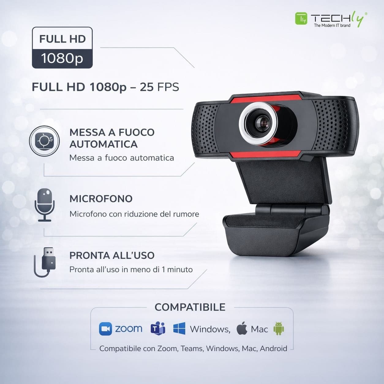 Webcam USB full HD 1080p con Riduzione del Rumore e Auto Focus - 13